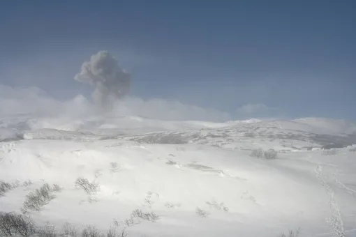 Видео дня: на Курилах вулкан выбросил столб пепла высотой 2,5 километра