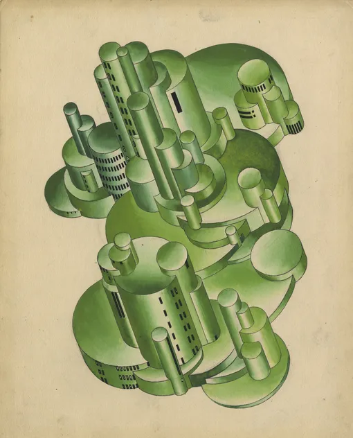 Яков Чернихов. Композиция из цикла «Основы современной архитектуры». 1925– 1930 Яков Чернихов. Композиция из цикла «Основы современной архитектуры». 1925– 1930