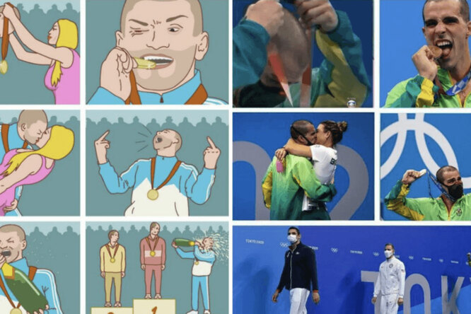 Бразильский пловец стал бронзовым призером Олимпиады в Токио и повторил мем про спортсмена, который сильно радуется третьему месту