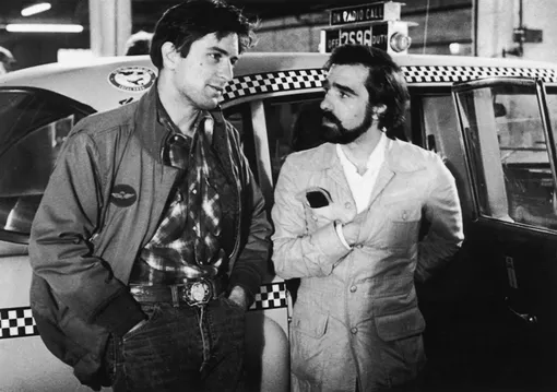 Роберт Де Ниро и Мартин Скорсезе на съемках «Таксиста» в 1976 году