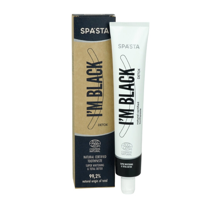 Натуральная зубная паста для отбеливания и комплексного детокса I&#39;m Black, Spasta