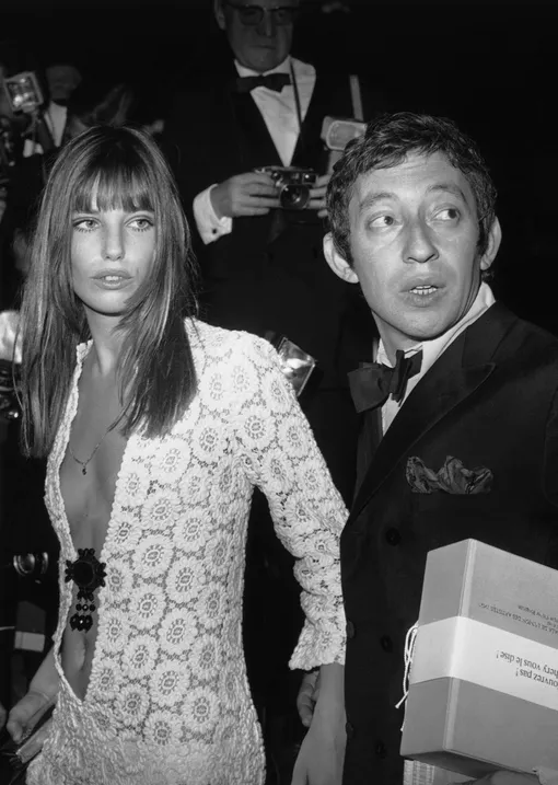 FRANCE — APRIL 25: Serge GAINSBOURG and Jane BIRKIN arriving at the Artists Union's Gala, Paris. (Photo by )