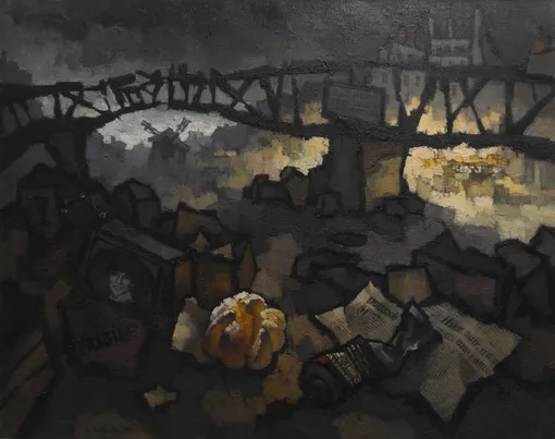 Оскар Рабин, «Забастовка мусорщиков в Париже», 1983 Оскар Рабин, «Забастовка мусорщиков в Париже», 1983