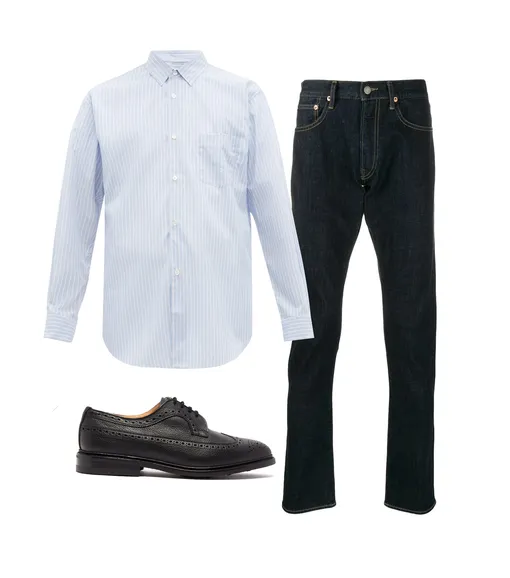 Джинсы, Polo Ralph Lauren, 8022 руб.; рубашка, Comme des Garçons Shirt, $300; обувь, Tricker's, $452 Джинсы Polo Ralph Lauren, 8022 рублей; рубашка Comme des Garçons Shirt, $300; обувь Tricker's, $452