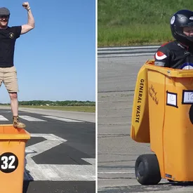 Британский изобретатель создал уникальный мусорный бак, способный разгоняться до 125 км/ч