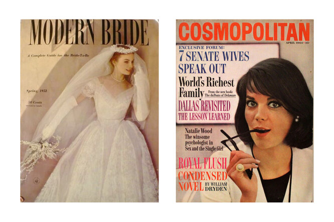 Обложки журналов Modern Bride (1952) и Cosmopolitan (1964)