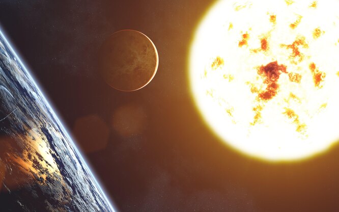 Солнечная система: солнце, Земля и Венера