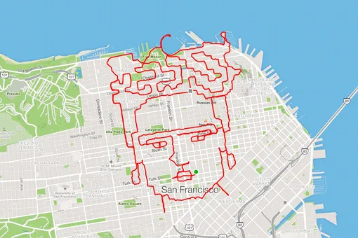 Бегун из Сан-Франциско «рисует» на карте города иллюстрации из контуров своих маршрутов