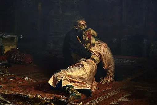 Репродукция картины Ильи Репина «Иван Грозный и сын его Иван 16 ноября 1581 года»