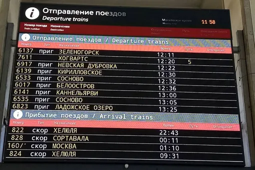 На Финляндском вокзале в Петербурге появилось расписание поезда в Хогвартс На Финляндском вокзале в Петербурге появилось расписание поезда в Хогвартс