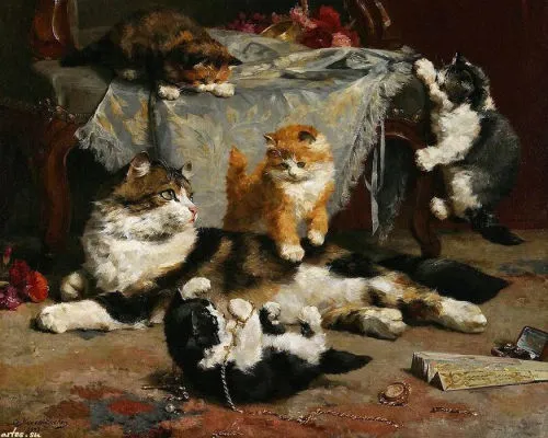 В комнате четыре угла. В каждом углу сидит кошка. При этом напротив каждой кошки сидят три кошки, а на хвосте у каждой кошки сидит по одной кошке. Сколько же кошек в комнате?