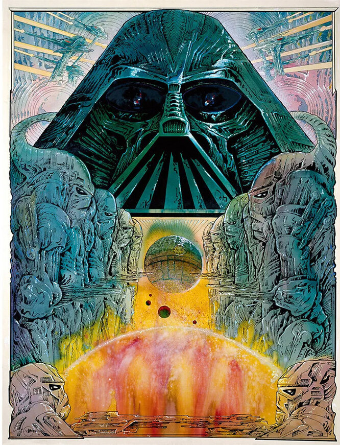 «Звездные войны» (1977): Концепция постера, созданная легендарным французским художником Филиппом Дрюэ.