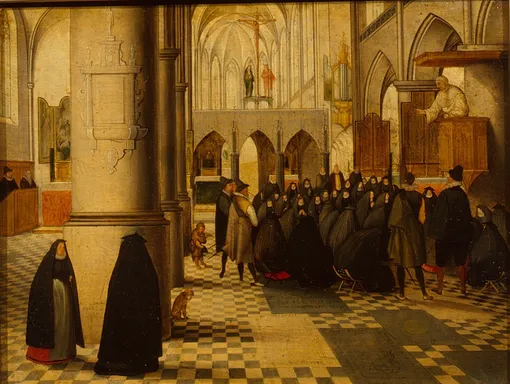 Абель Гриммер, «Проповедь в церкви», 1597 Абель Гриммер, «Проповедь в церкви», 1597