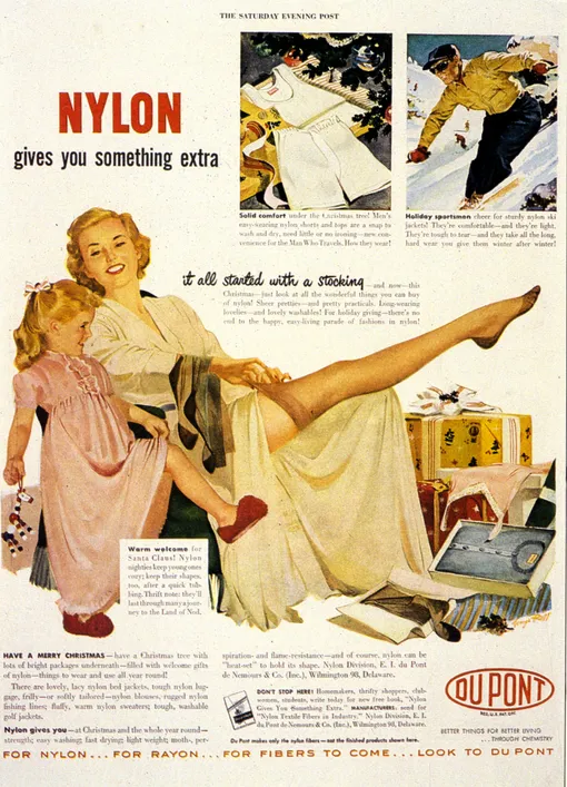 Реклама нейлоновых чулок DuPont, 1948 Реклама нейлоновых чулок DuPont, 1948
