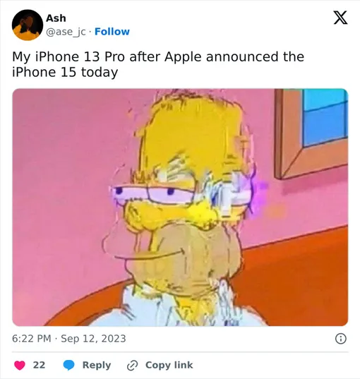 «Мой iPhone 13 Pro после того, как Apple анонсировала iPhone 15 сегодня» «Мой iPhone 13 Pro после того, как Apple анонсировала iPhone 15 сегодня»