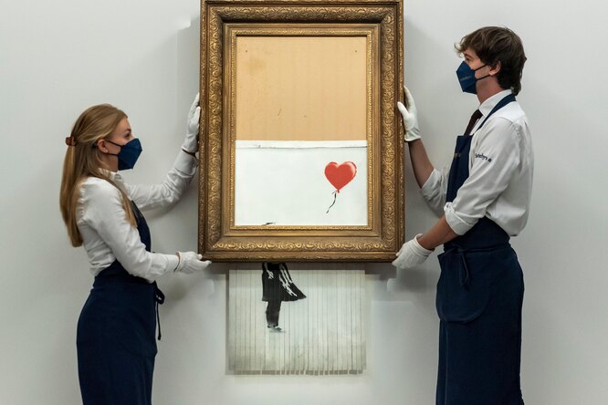 Изрезанную шредером картину Бэнкси «Девочка с воздушным шаром» продали на аукционе за $25 млн — она подорожала в 18 раз