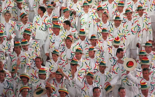 Российская сборная на церемонии открытия летних Игр в Атланте, 1996 год.